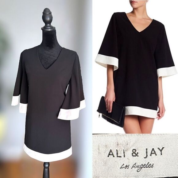 Ali & Jay Color block Kimono Wide Sleeve Boxy Mini Dress - Size XS - Picture 1 of 12